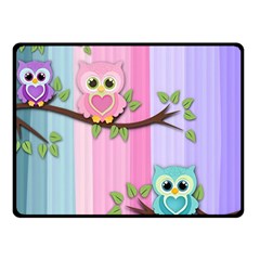 Owls Family Stripe Tree Two Sides Fleece Blanket (small) by Bedest