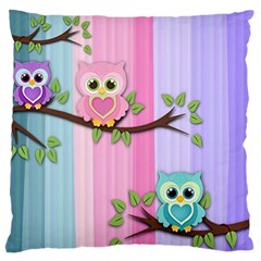 Owls Family Stripe Tree Standard Premium Plush Fleece Cushion Case (two Sides) by Bedest