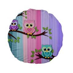 Owls Family Stripe Tree Standard 15  Premium Flano Round Cushions by Bedest