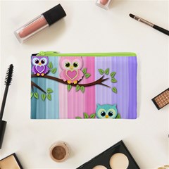 Owls Family Stripe Tree Cosmetic Bag (xs) by Bedest