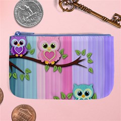 Owls Family Stripe Tree Large Coin Purse by Bedest