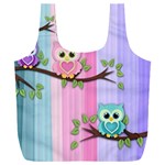 Owls Family Stripe Tree Full Print Recycle Bag (XXXL) Front