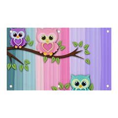 Owls Family Stripe Tree Banner And Sign 5  X 3  by Bedest