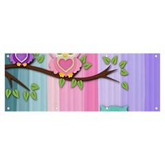 Owls Family Stripe Tree Banner And Sign 8  X 3  by Bedest