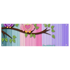 Owls Family Stripe Tree Banner And Sign 9  X 3  by Bedest