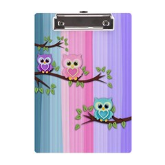 Owls Family Stripe Tree A5 Acrylic Clipboard by Bedest