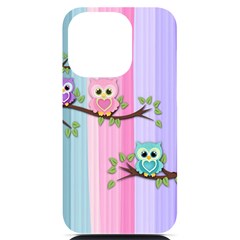 Owls Family Stripe Tree Iphone 14 Pro Black Uv Print Case by Bedest