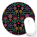 Mexican Folk Art Seamless Pattern Round Mousepad Front