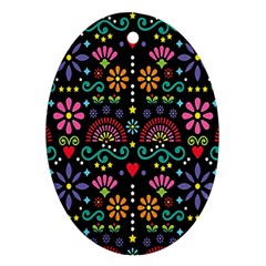 Mexican Folk Art Seamless Pattern Ornament (oval) by Bedest