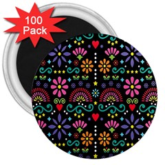 Mexican Folk Art Seamless Pattern 3  Magnets (100 Pack) by Bedest