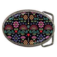 Mexican Folk Art Seamless Pattern Belt Buckles by Bedest