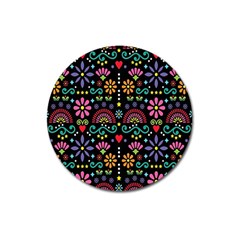 Mexican Folk Art Seamless Pattern Magnet 3  (round) by Bedest