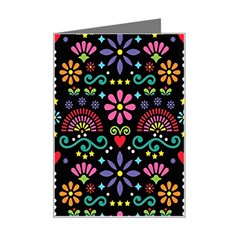 Mexican Folk Art Seamless Pattern Mini Greeting Card