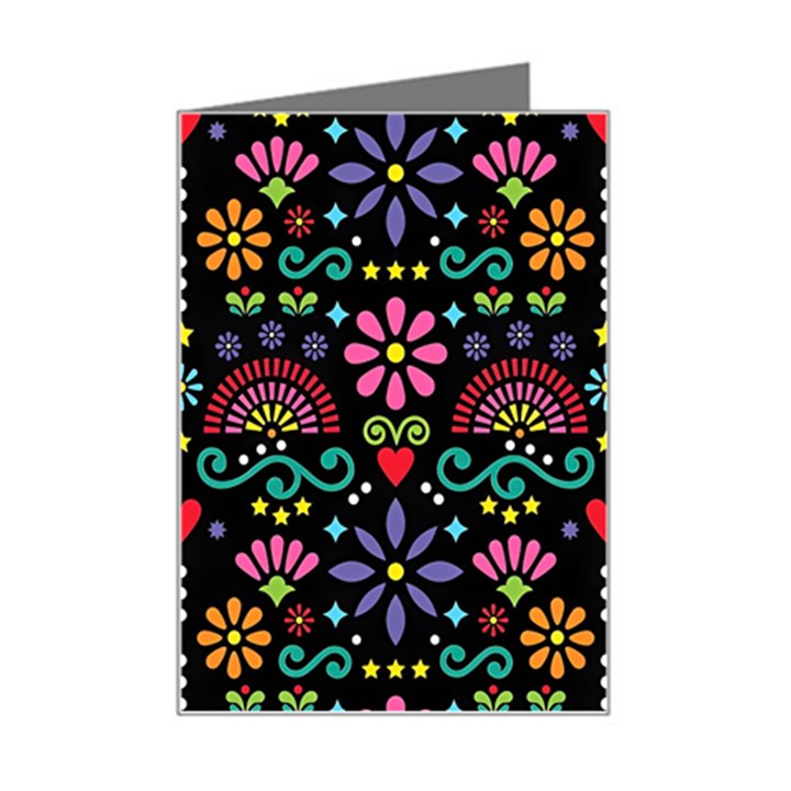 Mexican Folk Art Seamless Pattern Mini Greeting Card