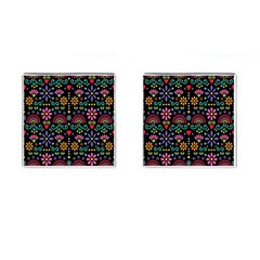 Mexican Folk Art Seamless Pattern Cufflinks (square) by Bedest