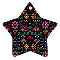 Mexican Folk Art Seamless Pattern Star Ornament (two Sides) by Bedest