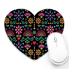 Mexican Folk Art Seamless Pattern Heart Mousepad by Bedest