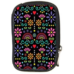 Mexican Folk Art Seamless Pattern Compact Camera Leather Case by Bedest