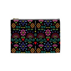 Mexican Folk Art Seamless Pattern Cosmetic Bag (medium) by Bedest