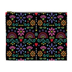 Mexican Folk Art Seamless Pattern Cosmetic Bag (xl) by Bedest