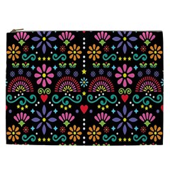 Mexican Folk Art Seamless Pattern Cosmetic Bag (xxl)