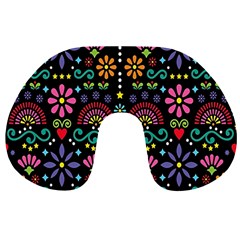 Mexican Folk Art Seamless Pattern Travel Neck Pillow by Bedest