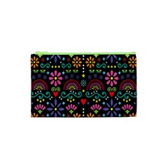 Mexican Folk Art Seamless Pattern Cosmetic Bag (xs) by Bedest