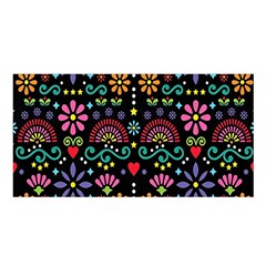 Mexican Folk Art Seamless Pattern Satin Shawl 45  X 80  by Bedest