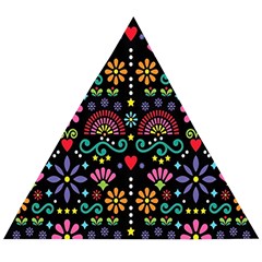 Mexican Folk Art Seamless Pattern Wooden Puzzle Triangle by Bedest