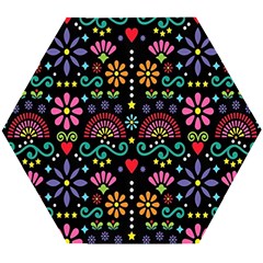 Mexican Folk Art Seamless Pattern Wooden Puzzle Hexagon by Bedest