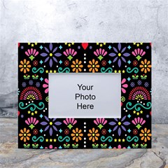 Mexican Folk Art Seamless Pattern White Tabletop Photo Frame 4 x6  by Bedest