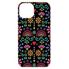 Mexican Folk Art Seamless Pattern Iphone 14 Black Uv Print Case by Bedest