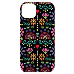 Mexican Folk Art Seamless Pattern Iphone 14 Plus Black Uv Print Case by Bedest