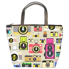 Retro Camera Pattern Graph Bucket Bag by Bedest