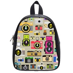 Retro Camera Pattern Graph School Bag (small) by Bedest