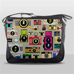 Retro Camera Pattern Graph Messenger Bag Front