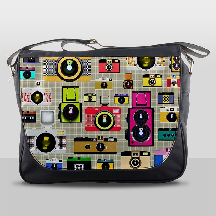 Retro Camera Pattern Graph Messenger Bag