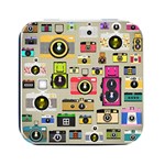 Retro Camera Pattern Graph Square Metal Box (Black) Front