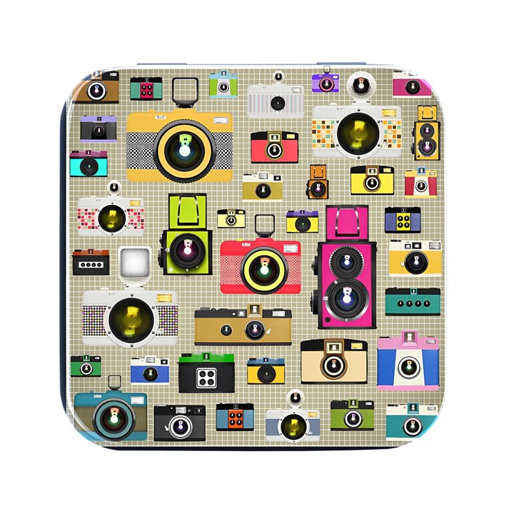 Retro Camera Pattern Graph Square Metal Box (Black)