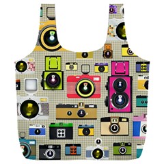 Retro Camera Pattern Graph Full Print Recycle Bag (xxl) by Bedest