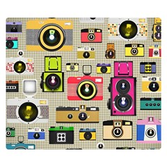 Retro Camera Pattern Graph Premium Plush Fleece Blanket (small) by Bedest