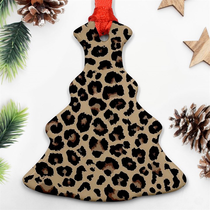 Leopard Animal Skin Patern Christmas Tree Ornament (Two Sides)