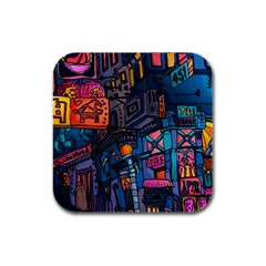 Wallet City Art Graffiti Rubber Square Coaster (4 Pack) by Bedest