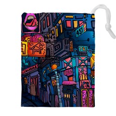 Wallet City Art Graffiti Drawstring Pouch (5xl) by Bedest