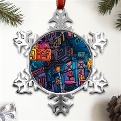 Wallet City Art Graffiti Metal Small Snowflake Ornament by Bedest