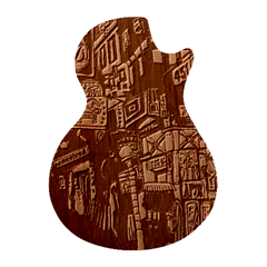 Wallet City Art Graffiti Guitar Shape Wood Guitar Pick Holder Case And Picks Set by Bedest