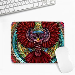 Colorful Owl Art Red Owl Small Mousepad by Bedest