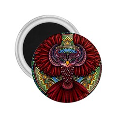 Colorful Owl Art Red Owl 2 25  Magnets by Bedest