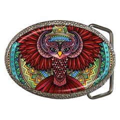 Colorful Owl Art Red Owl Belt Buckles by Bedest