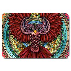 Colorful Owl Art Red Owl Large Doormat by Bedest